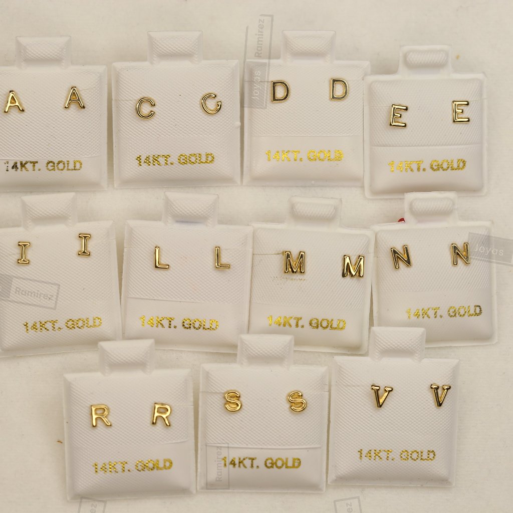 14k Solid Gold Initial Stud Earrings Perfect Gift For Girls & Teens.